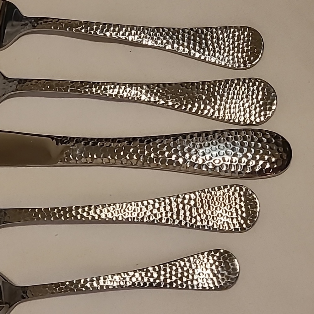 Towle Stainless Living Collection 45 Pieces, Hammered Flateware Silverware Fork - Picture 3 of 16